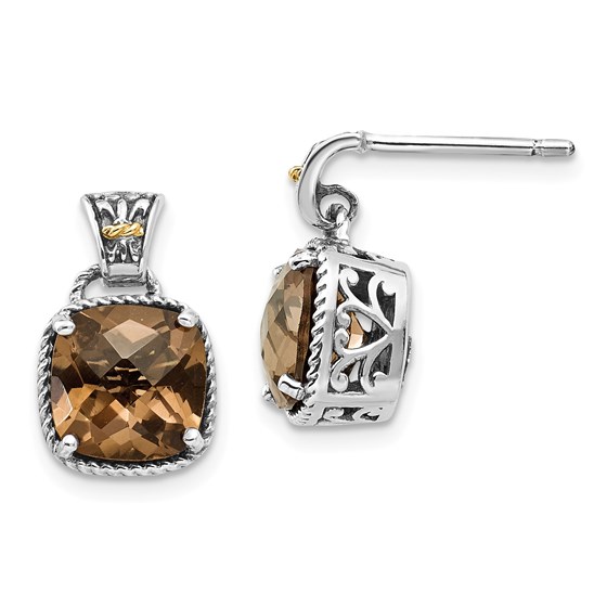 Sterling Silver w/14k Smoky Quartz Earrings Sterling Silver w/14k Smoky Quartz Earrings